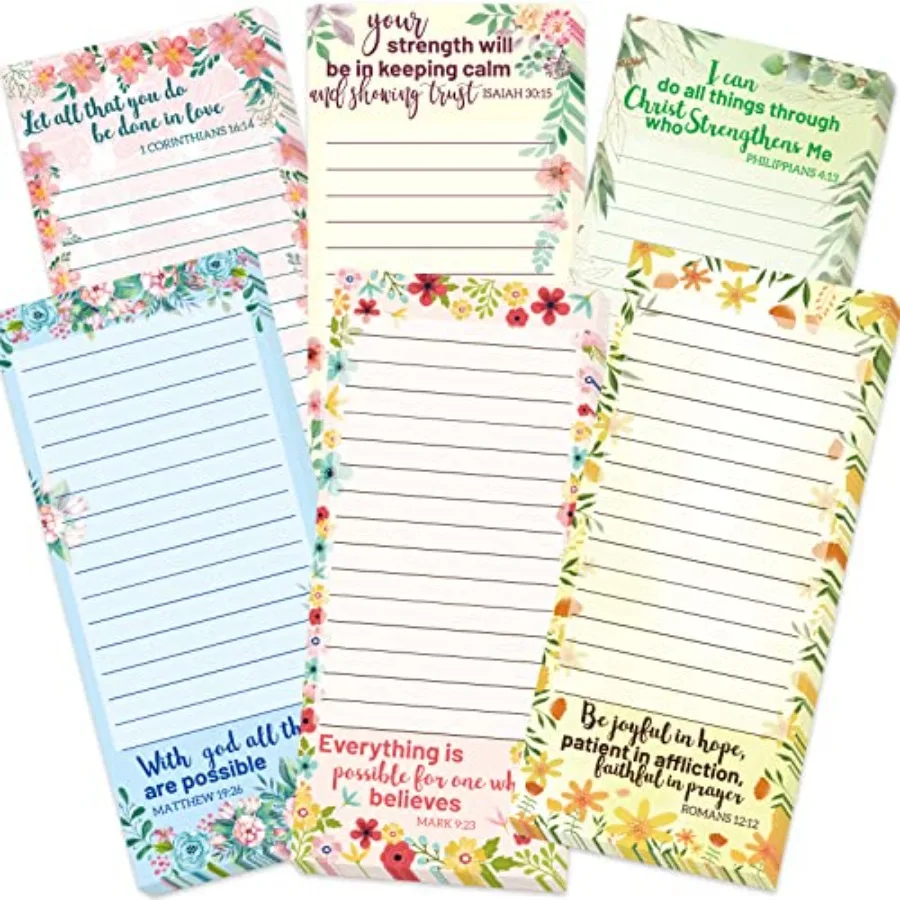 Religious Magnetic Notepads Floral to Do List for Fridge Christian Memo Pads 6 Pack
Religious Magnetic Notepads Floral to Do List for Fridge Christian Memo Pads 6 Pack