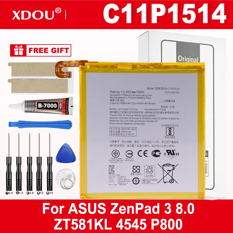 Совершенно новая батарея C11P1514 4680 мАч для ASUS ZenPad 3 8.0 ZT581KL 4545 P800, батарея для планшета + инструменты
Совершенно новая батарея C11P1514 4680 мАч для ASUS ZenPad 3 8.0 ZT581KL 4545 P800, батарея для планшета + инструменты