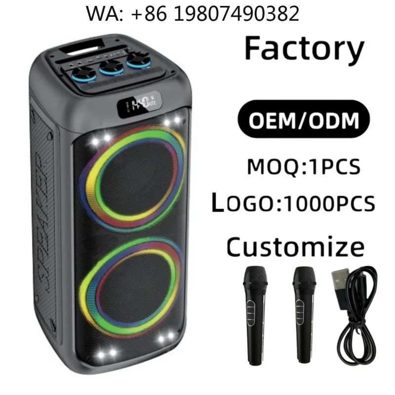 Dual Microphone Wireless Speaker RGB Light Deep Bass Custom Logo Portable Home Outdoor Party Stereo Audio
Dual Microphone Wireless Speaker RGB Light Deep Bass Custom Logo Portable Home Outdoor Party Stereo Audio