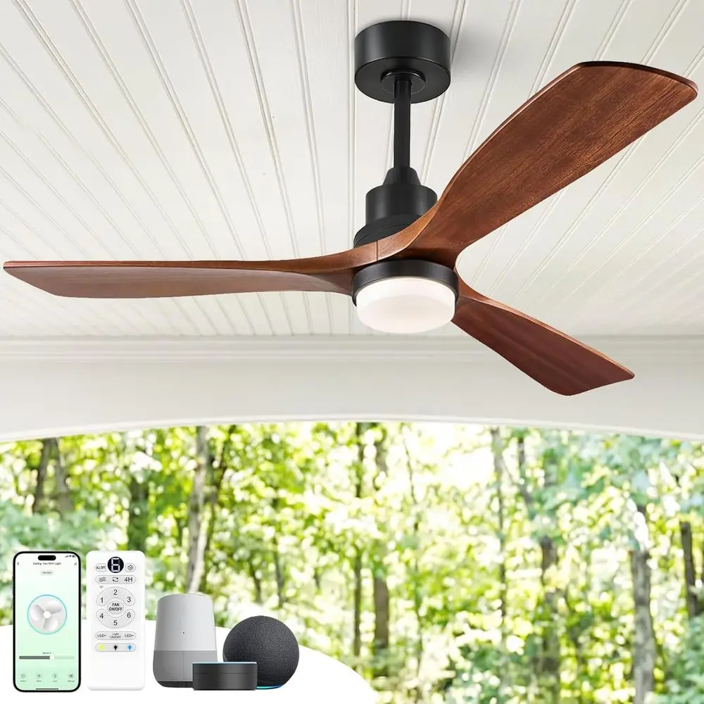 52-Inch Outdoor Smart Ceiling Fan with LED Lights, Remote, and Alexa/WiFi App Control, Walnut Blades
52-Inch Outdoor Smart Ceiling Fan with LED Lights, Remote, and Alexa/WiFi App Control, Walnut Blades