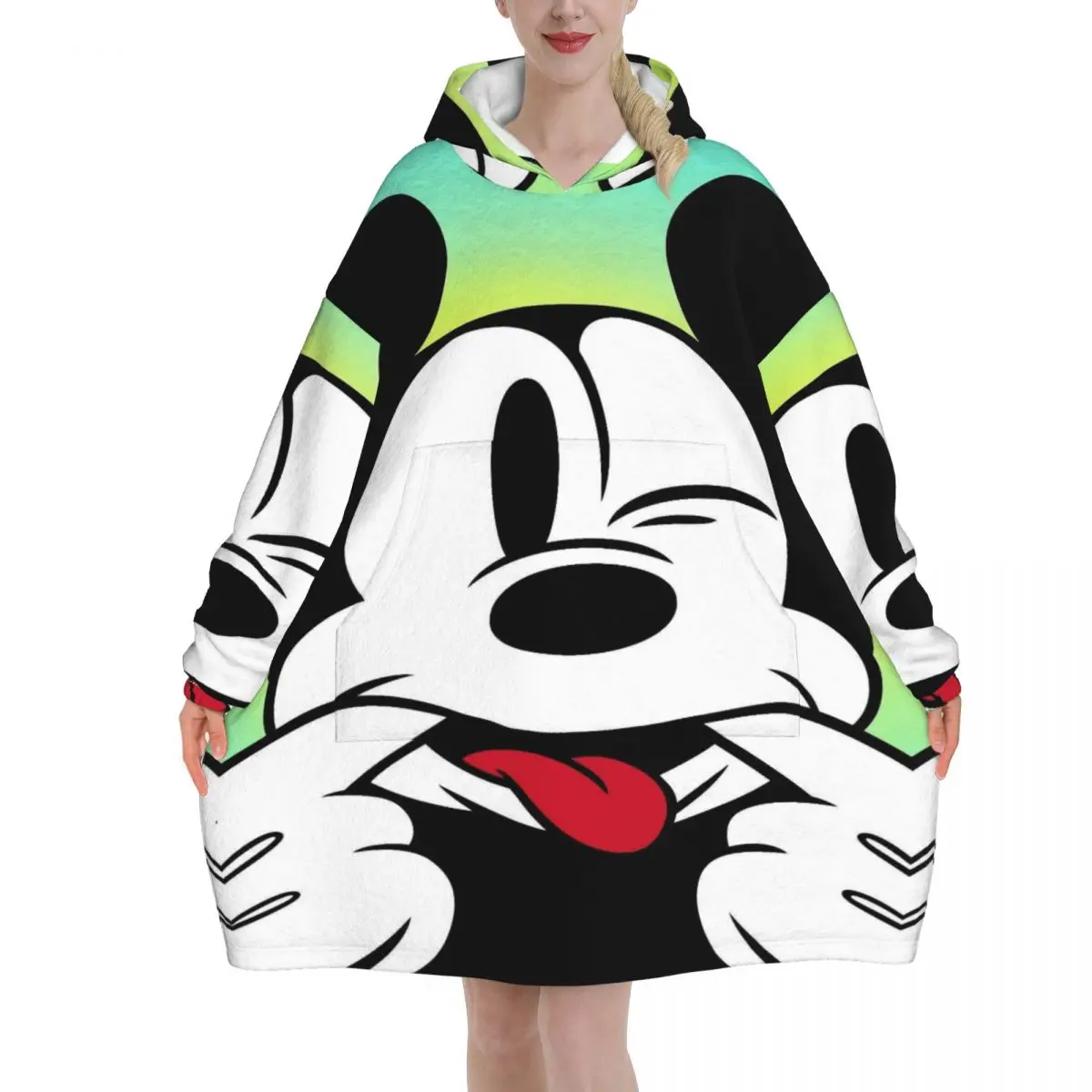 Одеяло большого размера с Микки Маусом, толстовка с капюшоном, длинное флисовое носимое одеяло с капюшоном и большим карманом для женщин и мужчин
Одеяло большого размера с Микки Маусом, толстовка с капюшоном, длинное флисовое носимое одеяло с капюшоном и большим карманом для женщин и мужчин