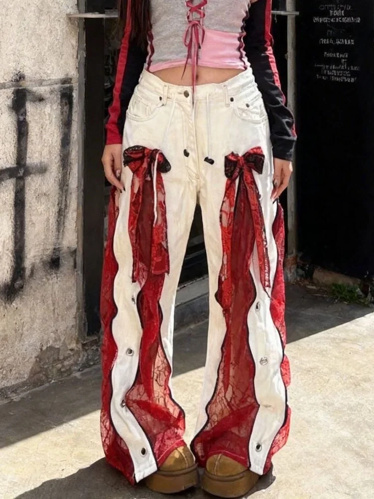 2026 Trend Y2K Style Red Lace Patchwork Baggy Women's Summer Jeans Pants For Woman Clothes Wide Leg Gothic Loose Long Trousers
2026 Trend Y2K Style Red Lace Patchwork Baggy Women's Summer Jeans Pants For Woman Clothes Wide Leg Gothic Loose Long Trousers