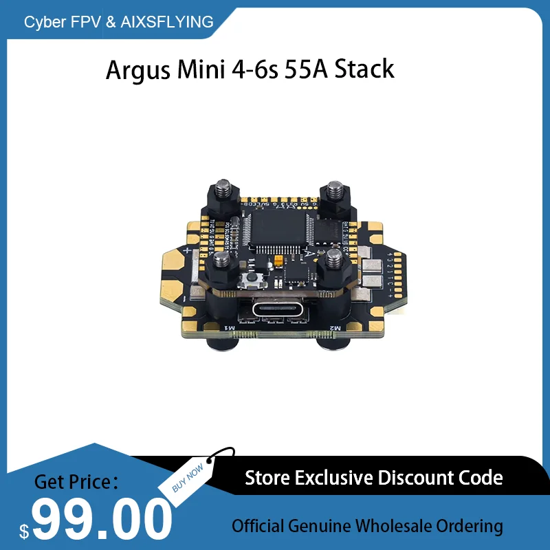 Axisflying Argus Mini 4-6s 55A Stack F7 Pro FC/55A ESC 32 бит для 5-дюймового FPV дрона DIY часть
Axisflying Argus Mini 4-6s 55A Stack F7 Pro FC/55A ESC 32 бит для 5-дюймового FPV дрона DIY часть