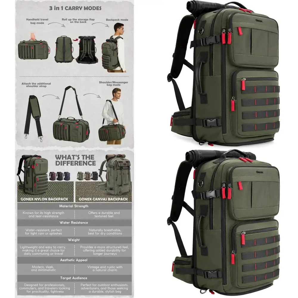 Large 3-in-1 Convertible Laptop Bag for Men & Women, Durable for Work and Weekend Travel, Army Green
Large 3-in-1 Convertible Laptop Bag for Men & Women, Durable for Work and Weekend Travel, Army Green