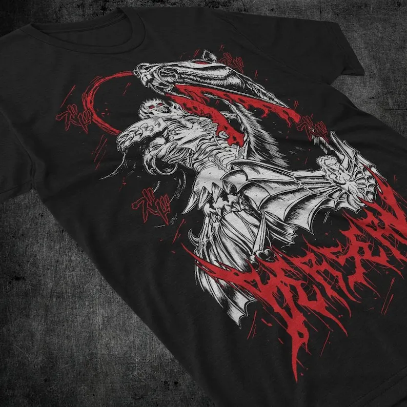 Unisex Anime Vintage T-shirt: Black Swordsman & Skull Knight Graphic Manga Style from Japan
Unisex Anime Vintage T-shirt: Black Swordsman & Skull Knight Graphic Manga Style from Japan