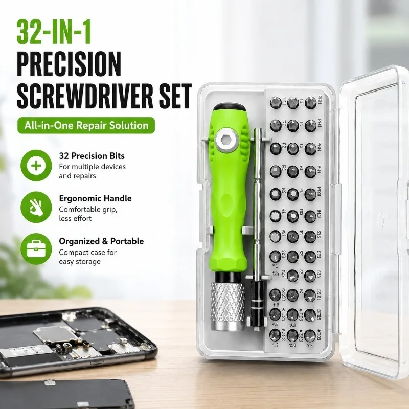 32 in 1 Multi-functional Manual Screwdriver Bit Set Portable Disassembly Tool Kit for Cellphone Laptop Digital Product Repair
32 in 1 Multi-functional Manual Screwdriver Bit Set Portable Disassembly Tool Kit for Cellphone Laptop Digital Product Repair