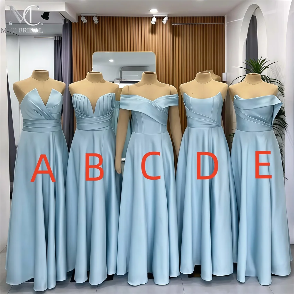 2026 Baby Blue Bridesmaid Dresses 5 Styles Sweetheart A Line Corset Pleated Satin Long Maids Of Honor Gowns For Wedding Party
2026 Baby Blue Bridesmaid Dresses 5 Styles Sweetheart A Line Corset Pleated Satin Long Maids Of Honor Gowns For Wedding Party