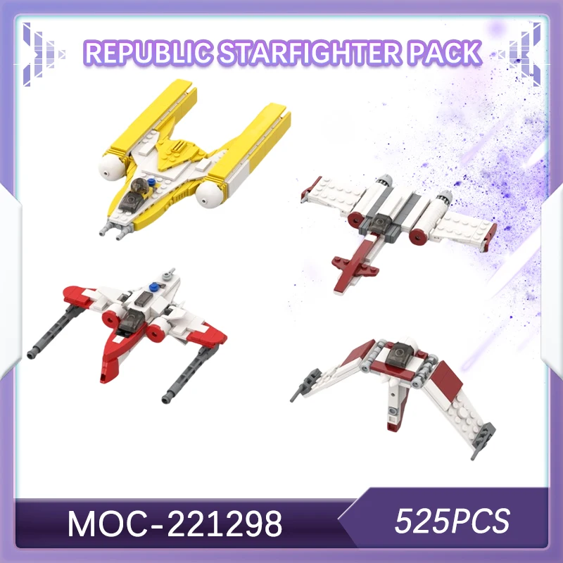 MOC-221298 МИНИ Космическая война, Республика, Звездный истребитель, строительный блок, модель, набор кирпичей, креативные миниатюрные подарки «сделай сам», детские рождественские подарки, 525 шт. 
MOC-221298 МИНИ Космическая война, Республика, Звездный истребитель, строительный блок, модель, набор кирпичей, креативные миниатюрные подарки «сделай сам», детские рождественские подарки, 525 шт.