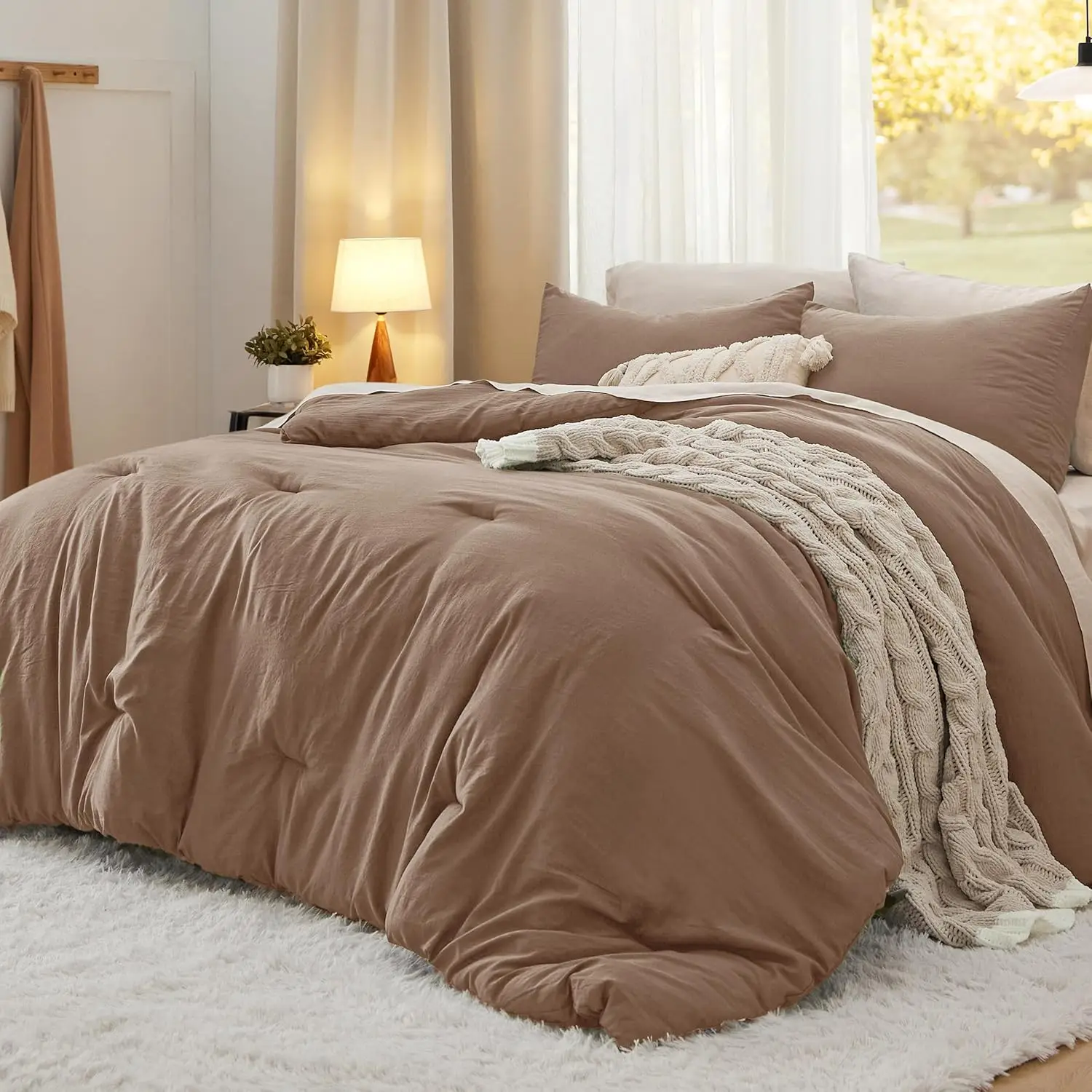 California King Size Comforter Set, Brown Soft Prewashed Bedding For All Seasons, 3 Pieces Gentlesoft Down Alternative Bed Set,
California King Size Comforter Set, Brown Soft Prewashed Bedding For All Seasons, 3 Pieces Gentlesoft Down Alternative Bed Set,