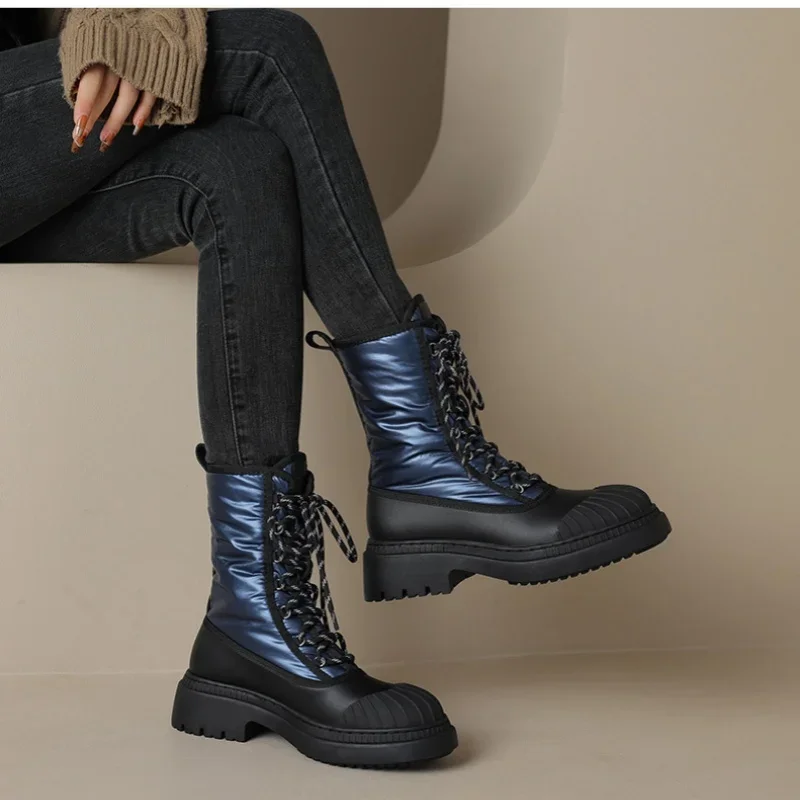 Black Women Winter Snow Boots Round Toe Square Chunky Heel Thick Soled Cross-tied Patchwork Velvet Lined Warming Ladies Shoes
Black Women Winter Snow Boots Round Toe Square Chunky Heel Thick Soled Cross-tied Patchwork Velvet Lined Warming Ladies Shoes