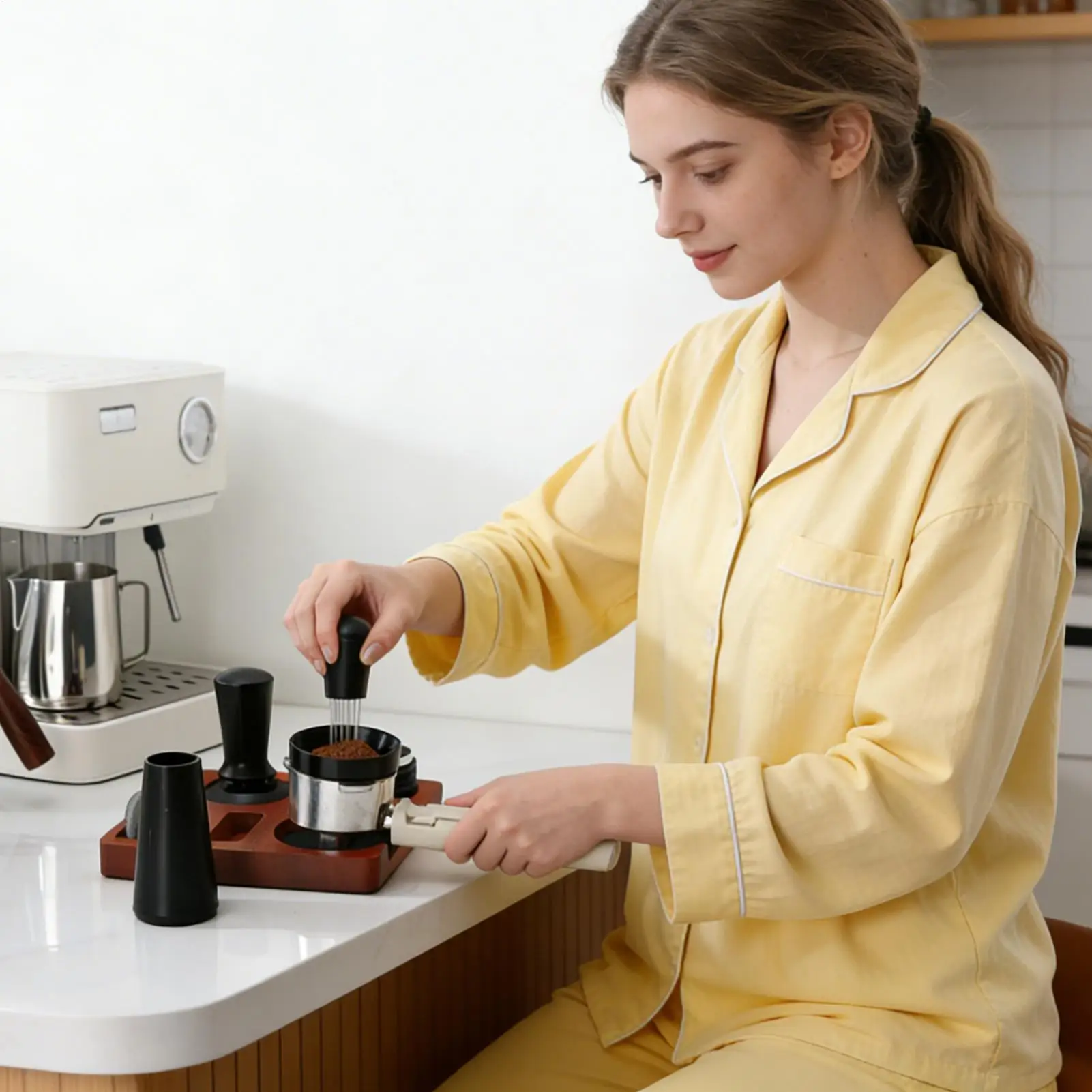 Tamper Kit 7 Pieces Universal Tamping Station Distribution Tool Coffee Distributor Accessories Kit For Home Kitchen Studio Bar
Tamper Kit 7 Pieces Universal Tamping Station Distribution Tool Coffee Distributor Accessories Kit For Home Kitchen Studio Bar