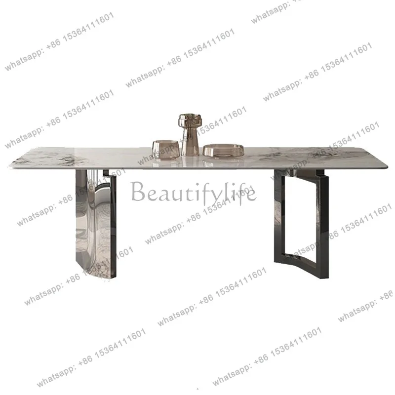 Stainless steel light luxury rock slab dining table modern simple Italian high-end restaurant villa home dining table
Stainless steel light luxury rock slab dining table modern simple Italian high-end restaurant villa home dining table