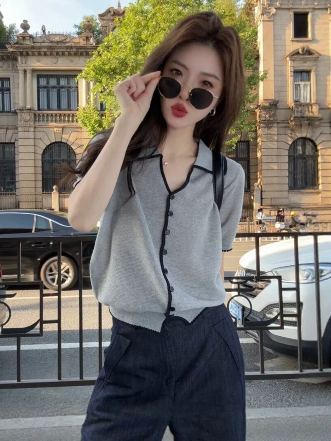 Stylish Neck Knitted Open Cardigan Women's Summer Design Sensation Color Block Top Trendy Korean Loose Fit Short Sleeve
Stylish Neck Knitted Open Cardigan Women's Summer Design Sensation Color Block Top Trendy Korean Loose Fit Short Sleeve