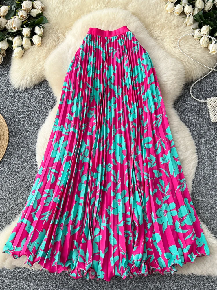 Women Korean Style Skirt Printed High Waist Slimming A-line Pleated Skirt Mid Length Skirt Vacation Style Commuting Faldas SK084
Women Korean Style Skirt Printed High Waist Slimming A-line Pleated Skirt Mid Length Skirt Vacation Style Commuting Faldas SK084