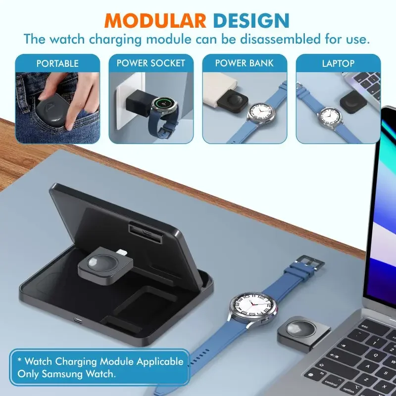 Portable 3-in-1 Wireless Charger Stand Quick Charging Dock For Samsung Galaxy Watch Buds Pro Phone Travel Home Office Desktop
Portable 3-in-1 Wireless Charger Stand Quick Charging Dock For Samsung Galaxy Watch Buds Pro Phone Travel Home Office Desktop
