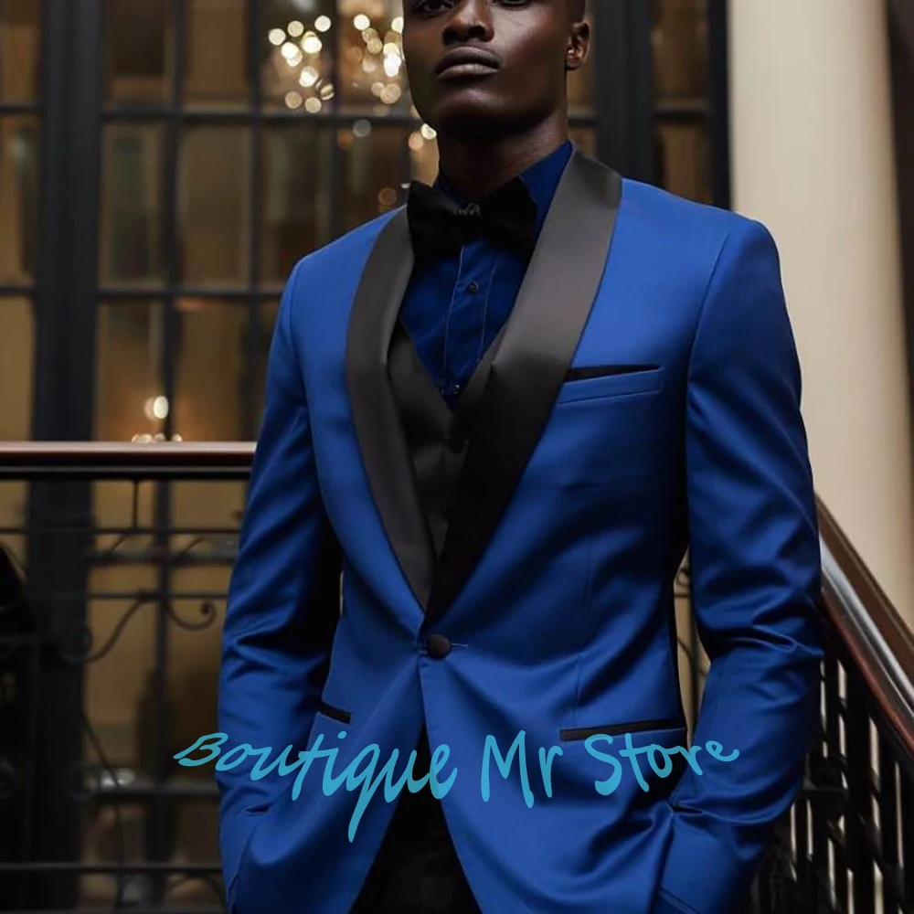 Элегантный мужской королевский синий смокинг с черной атласной шалью и лацканами из 3 предметов (жилет + куртка + брюки) Роскошная официальная одежда для вечерних мероприятий
Элегантный мужской королевский синий смокинг с черной атласной шалью и лацканами из 3 предметов (жилет + куртка + брюки) Роскошная официальная одежда для вечерних мероприятий