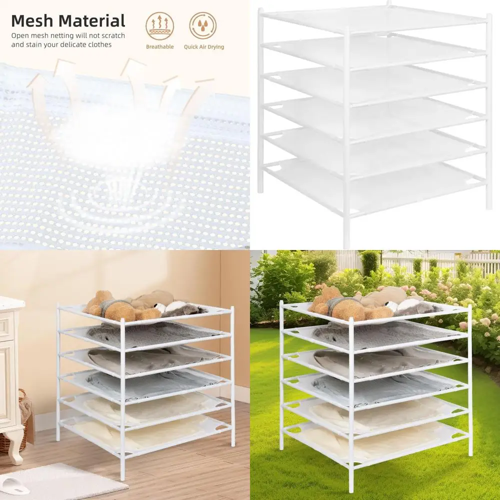 Набор из 6 белых штабелируемых сетчатых сушилок для свитеров — портативные для использования в помещении и на открытом воздухе для деликатной одежды
Набор из 6 белых штабелируемых сетчатых сушилок для свитеров — портативные для использования в помещении и на открытом воздухе для деликатной одежды