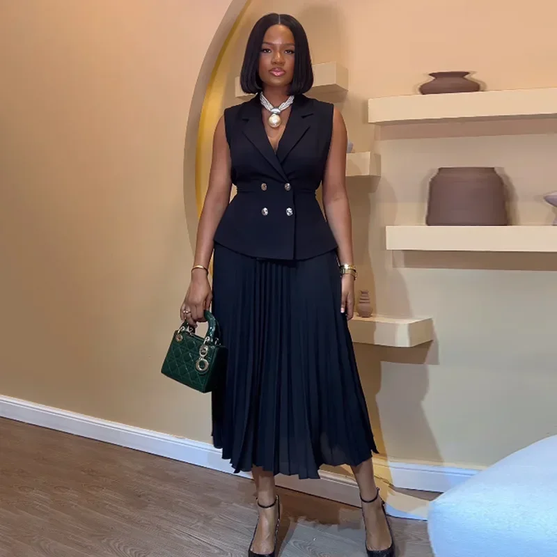 Women's Summer New Fashion Temperament Solid Color Two-piece Suit Collar Double-breasted Lace-up Waistcoat + Half Body Skirt
Women's Summer New Fashion Temperament Solid Color Two-piece Suit Collar Double-breasted Lace-up Waistcoat + Half Body Skirt
