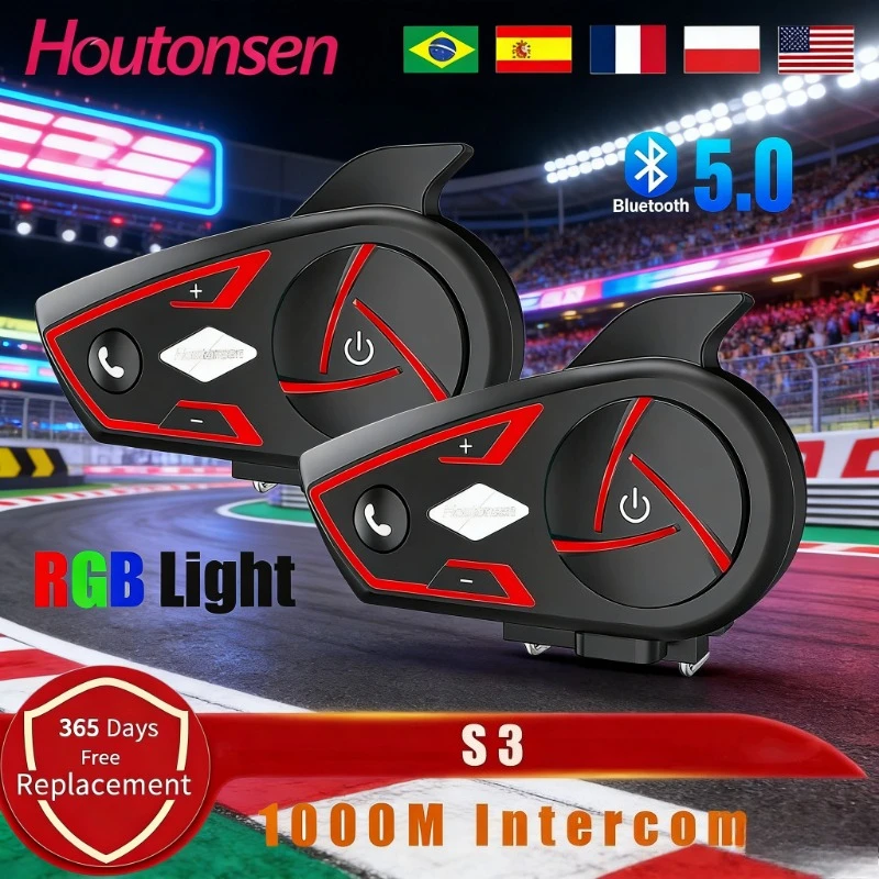 Houtonsen S3 RGB Tri-Color Light Motorcycle Bluetooth Helmet Intercom 1000M Waterproof Headset Interphone
Houtonsen S3 RGB Tri-Color Light Motorcycle Bluetooth Helmet Intercom 1000M Waterproof Headset Interphone