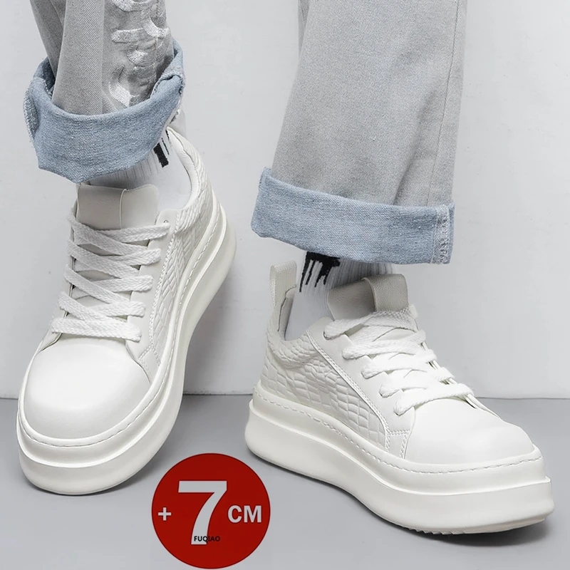 7cm Elevator Shoes Men White Lifting Board Shoes Platform Sneakers with Thick Sole & Hidden Height Increase Sports Casual Shoes
7cm Elevator Shoes Men White Lifting Board Shoes Platform Sneakers with Thick Sole & Hidden Height Increase Sports Casual Shoes