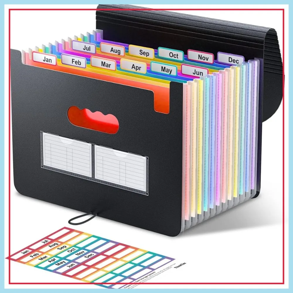 12-Pocket Expanding File Folder, Letter/A4 Size Document Holder for School Office Home, Black
12-Pocket Expanding File Folder, Letter/A4 Size Document Holder for School Office Home, Black