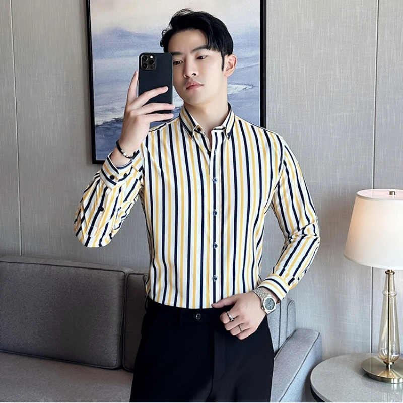 British Autumn Striped Shirt for Men Slim Fit Long Sleeved Casual Shirts High-quality business dress shirts men clothing M-5XL
British Autumn Striped Shirt for Men Slim Fit Long Sleeved Casual Shirts High-quality business dress shirts men clothing M-5XL