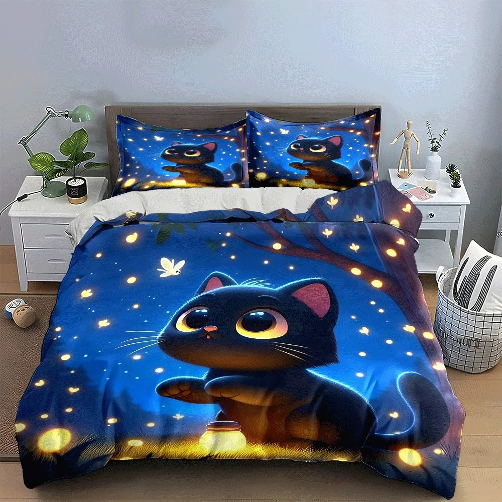 "Magical Night Cat Decor Set" Exquisite three-piece bedding set gift for kids and adults
"Magical Night Cat Decor Set" Exquisite three-piece bedding set gift for kids and adults