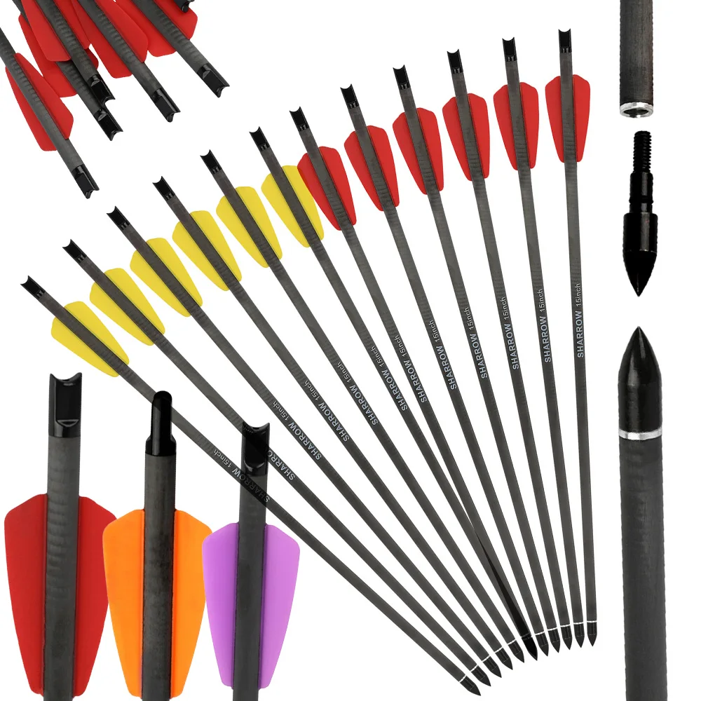 Archery Crossbow Arrow 7.5"/15" Pure Carbon Arrow ID6.2mm OD7.4mm Crossbow Bolts 100Gr Point Bow Hunting Archery Shooting 6/12pc
Archery Crossbow Arrow 7.5"/15" Pure Carbon Arrow ID6.2mm OD7.4mm Crossbow Bolts 100Gr Point Bow Hunting Archery Shooting 6/12pc