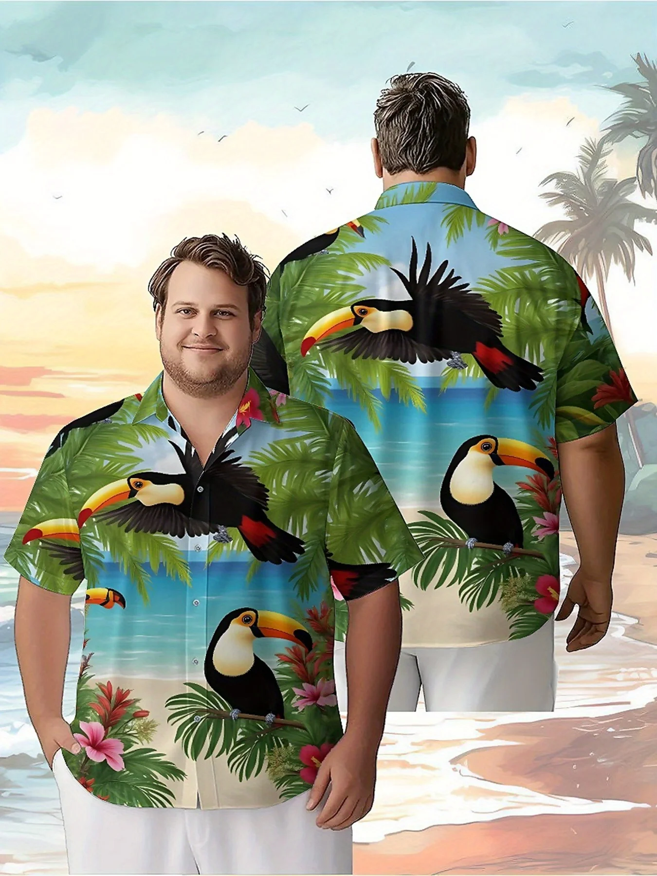 Men's Plus Size Hawaiian Shirts Tropical Bird Theme Print pattern,New in Summer Fashion Tops,Hip Hop Rock Streetwear
Men's Plus Size Hawaiian Shirts Tropical Bird Theme Print pattern,New in Summer Fashion Tops,Hip Hop Rock Streetwear