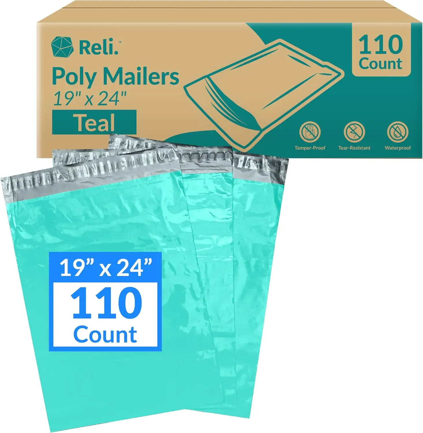 110 Pcs Teal Poly Mailers 19x24" - Self Sealing, Waterproof Shipping Bags for Clothing & Small Business
110 Pcs Teal Poly Mailers 19x24" - Self Sealing, Waterproof Shipping Bags for Clothing & Small Business