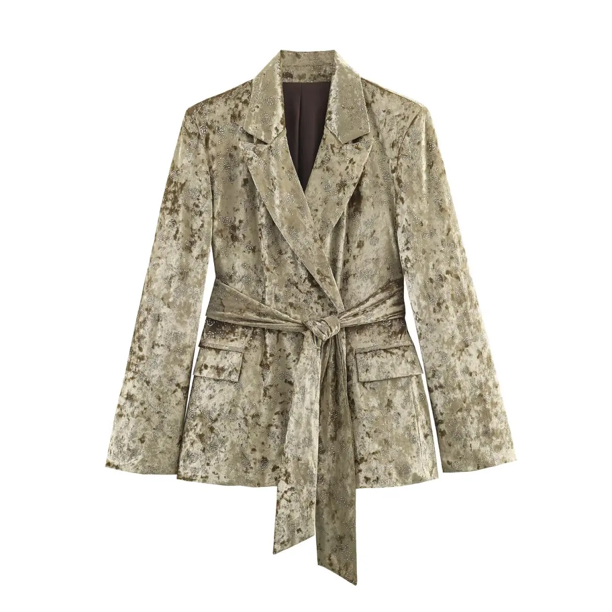 2025 New Women's Clothing: European and American Style Fashionable Metallic Velvet Long-Sleeved Jacket with Belt
2025 New Women's Clothing: European and American Style Fashionable Metallic Velvet Long-Sleeved Jacket with Belt