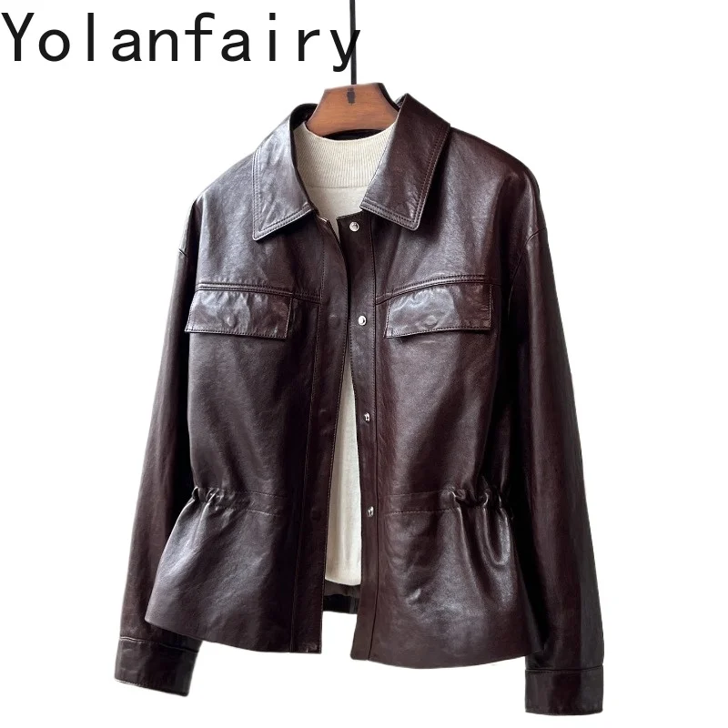 YOLANFAIRY New Fashion 100% Genuine Leather Jacket Women 2026 High Quality Real Sheepskin Coat Elegant Waisted Short Jackets
YOLANFAIRY New Fashion 100% Genuine Leather Jacket Women 2026 High Quality Real Sheepskin Coat Elegant Waisted Short Jackets