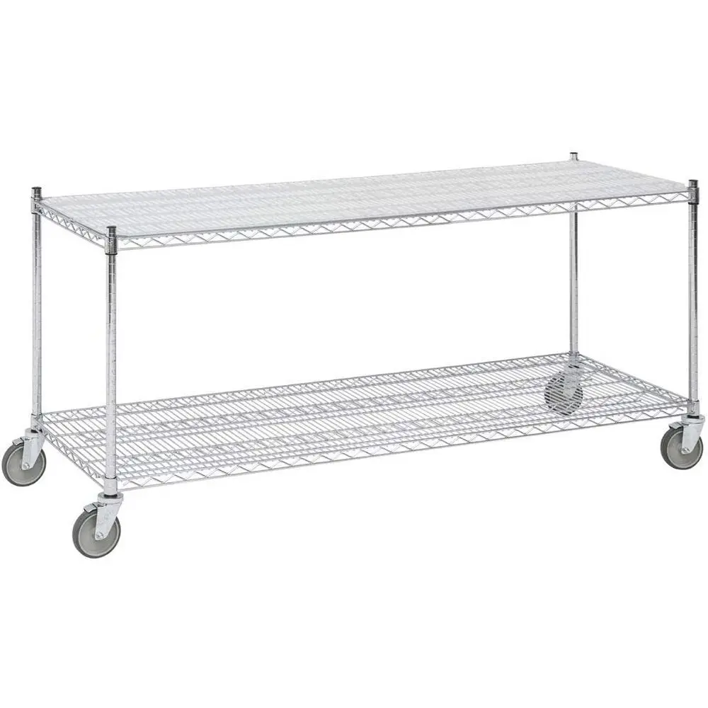 Мобильная тележка-стеллаж на 2 уровнях, 24 x 72 дюйма, хромированная, с проволочными полками
Мобильная тележка-стеллаж на 2 уровнях, 24 x 72 дюйма, хромированная, с проволочными полками