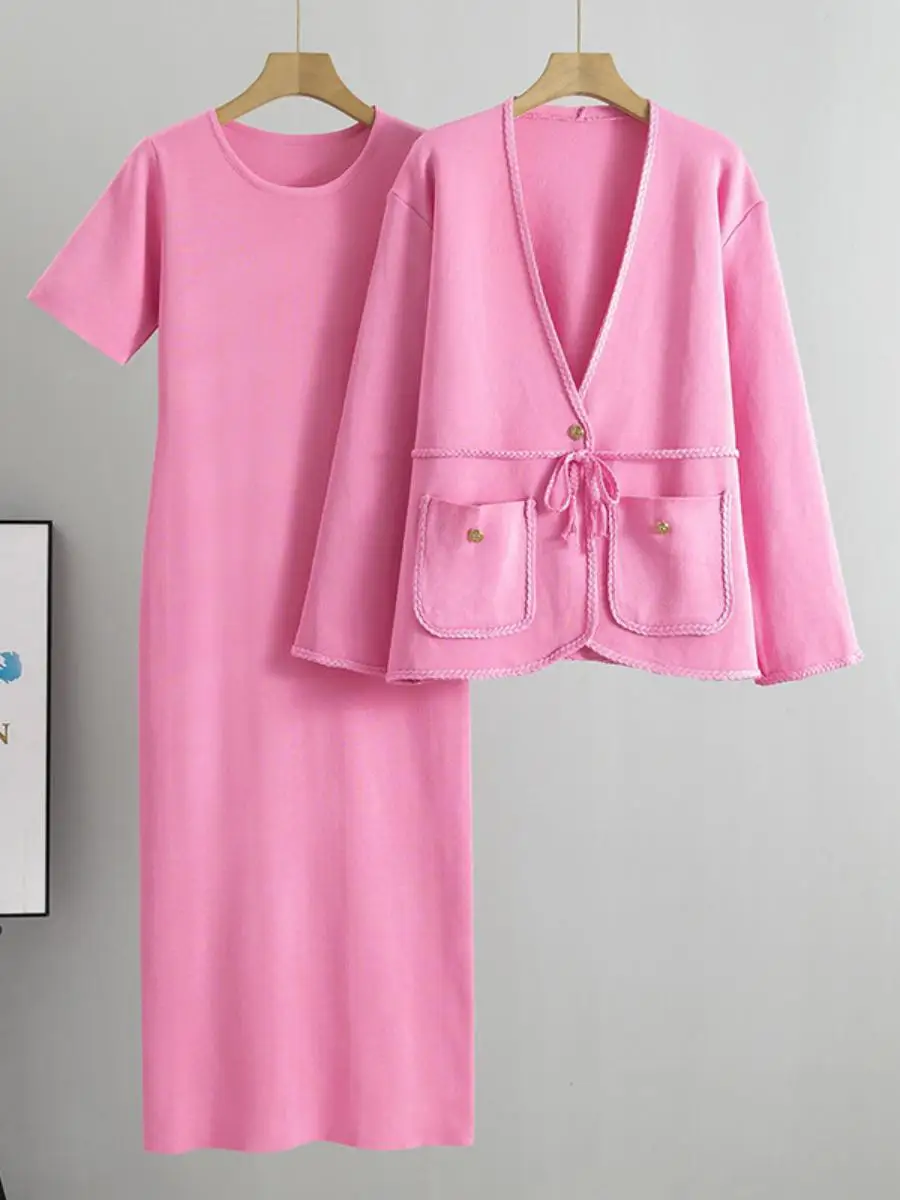 Fashionable Casual Loose Long Sleeve Two-Piece Set Women's Spring Summer Open Cardigan Sweater Long Dress Ensemble
Fashionable Casual Loose Long Sleeve Two-Piece Set Women's Spring Summer Open Cardigan Sweater Long Dress Ensemble