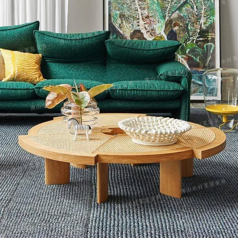 ZML solid wood rattan coffee table - round, minimalist living room parquet style, natural wood round table
ZML solid wood rattan coffee table - round, minimalist living room parquet style, natural wood round table
