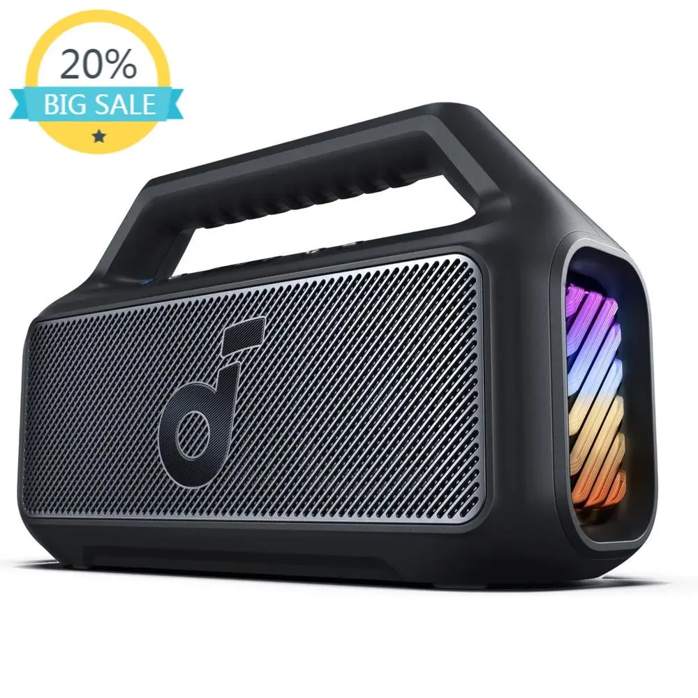 Portable 80W Outdoor Speaker with Subwoofer, BassUp 2.0, 24H Battery, IPX7 Waterproof, RGB Lights, USB-C, Custom EQ, Bluetooth 5
Portable 80W Outdoor Speaker with Subwoofer, BassUp 2.0, 24H Battery, IPX7 Waterproof, RGB Lights, USB-C, Custom EQ, Bluetooth 5