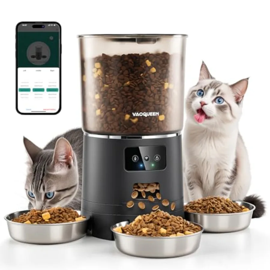 Automatic Cat Feeder for 3 Cats, 6L/25 Cups Smart WiFi Pet Feeder, Strong Anti-Jam System, Dual-Effect Desiccant Cat Food Dispe
Automatic Cat Feeder for 3 Cats, 6L/25 Cups Smart WiFi Pet Feeder, Strong Anti-Jam System, Dual-Effect Desiccant Cat Food Dispe