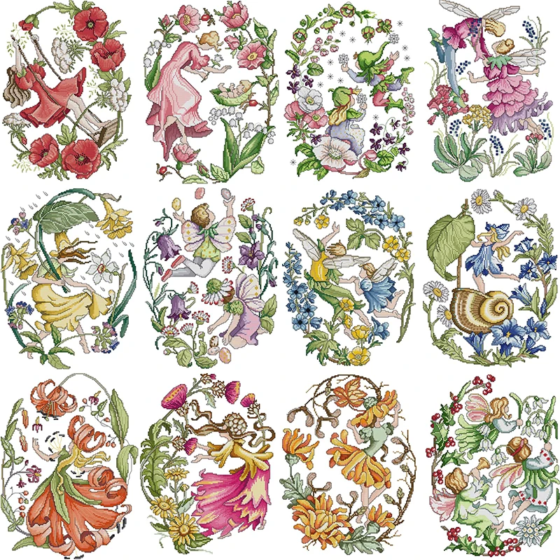 12 Flower Fairy Series DIY Cartoon Pattern Cross Stitch Kit Aida 14CT White 16CT 11CT Print Fabric Needle Thread Embroidery Set
12 Flower Fairy Series DIY Cartoon Pattern Cross Stitch Kit Aida 14CT White 16CT 11CT Print Fabric Needle Thread Embroidery Set