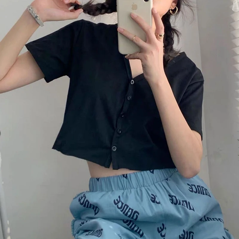 Summer Harajuku Sexy Fashion Casual T-shirts Women Vintage Short Sleeve Tops T Shirt Korean Ulzzang Ins Female Solid Streetwear
Summer Harajuku Sexy Fashion Casual T-shirts Women Vintage Short Sleeve Tops T Shirt Korean Ulzzang Ins Female Solid Streetwear