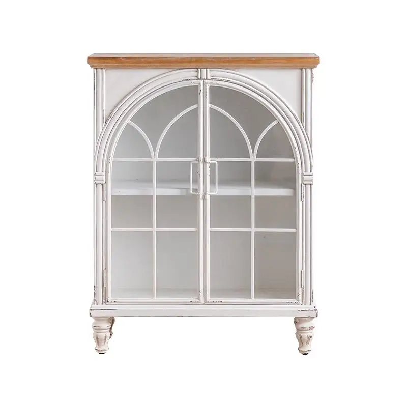 French retro dining solid wood glass door arched storage living room against the wall sofa side cabinet
French retro dining solid wood glass door arched storage living room against the wall sofa side cabinet