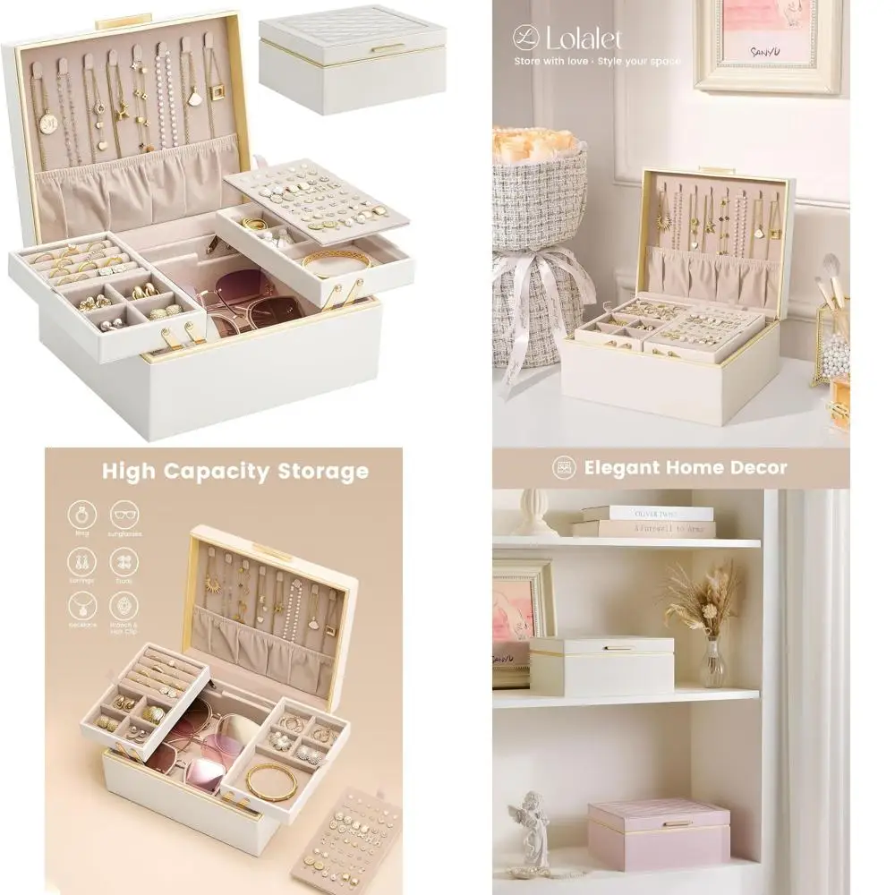 2-Tier Women's Jewelry Organizer: Storage for Necklaces, Rings, Earrings, and Bracelets - Cream
2-Tier Women's Jewelry Organizer: Storage for Necklaces, Rings, Earrings, and Bracelets - Cream