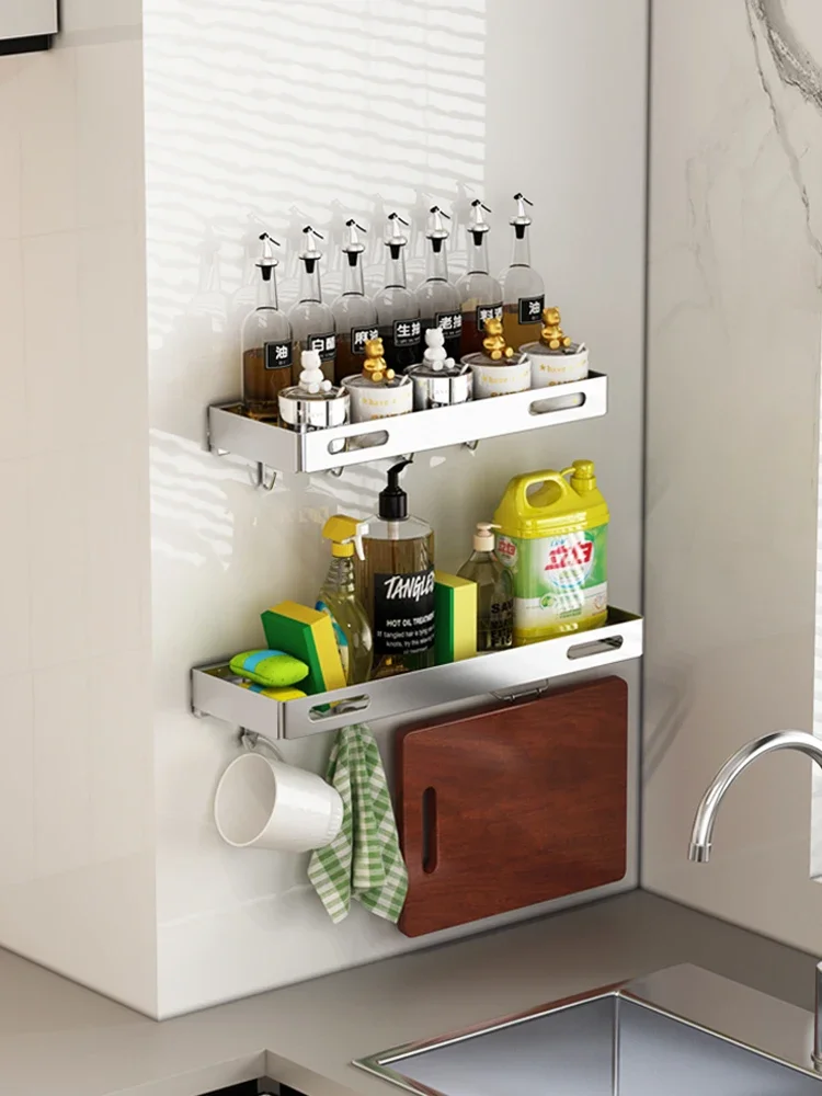 304 stainless steel seasoning storage rack, kitchen wall mounted multifunctional household oil, salt, soy, vinegar seasoning can
304 stainless steel seasoning storage rack, kitchen wall mounted multifunctional household oil, salt, soy, vinegar seasoning can