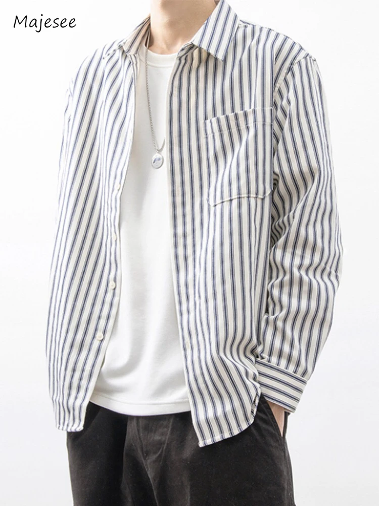 Striped Shirts Men Korean Style Loose All-match Chic Long Sleeve High Street Harajuku Handsome Autumn Students Fashion Popular
Striped Shirts Men Korean Style Loose All-match Chic Long Sleeve High Street Harajuku Handsome Autumn Students Fashion Popular