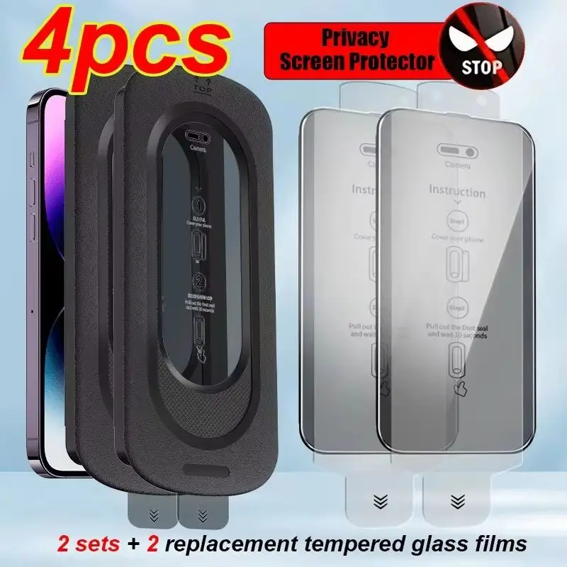 Privacy Screen Protector for iPhone 17 16 15 14 13 12 11 PRO MAX Tempered Glass Anti-Spy Film 4sets replacement tempered films
Privacy Screen Protector for iPhone 17 16 15 14 13 12 11 PRO MAX Tempered Glass Anti-Spy Film 4sets replacement tempered films