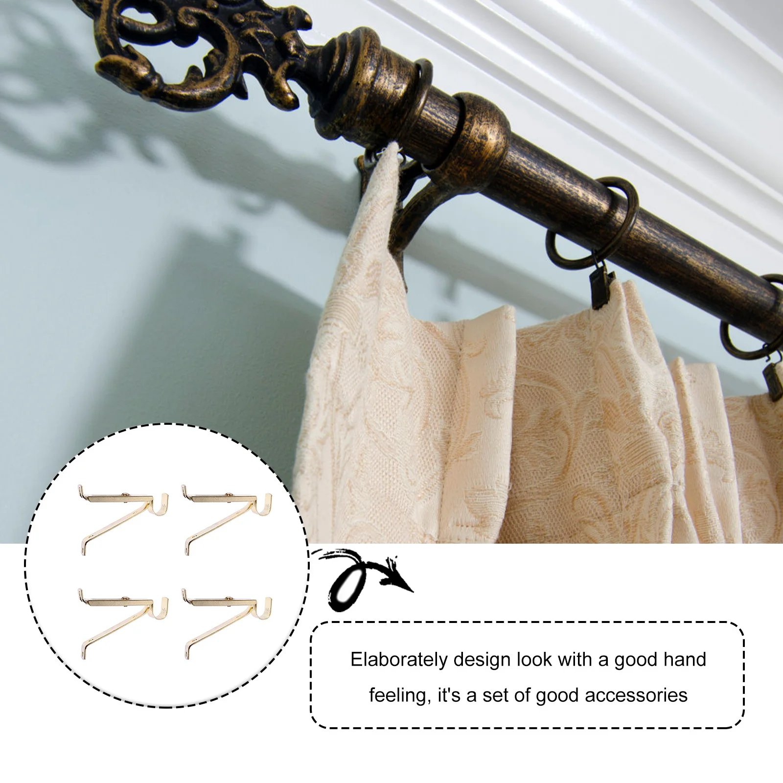 4pcs Curtain Pole Brackets Retro Style 15Mm Thickening Steel Hardware For Home Office Hotel Window Dressing Accessories
4pcs Curtain Pole Brackets Retro Style 15Mm Thickening Steel Hardware For Home Office Hotel Window Dressing Accessories