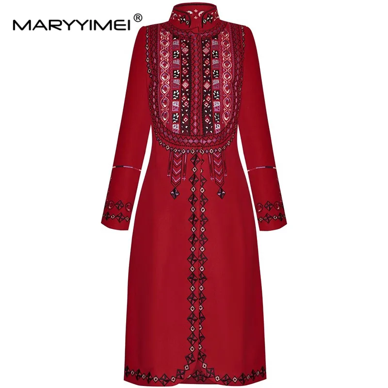 MARYYIMEI Vintage Embroidery Design Women's Coat Stand Collar Long Sleeved Single-Breasted New style Overcoat
MARYYIMEI Vintage Embroidery Design Women's Coat Stand Collar Long Sleeved Single-Breasted New style Overcoat