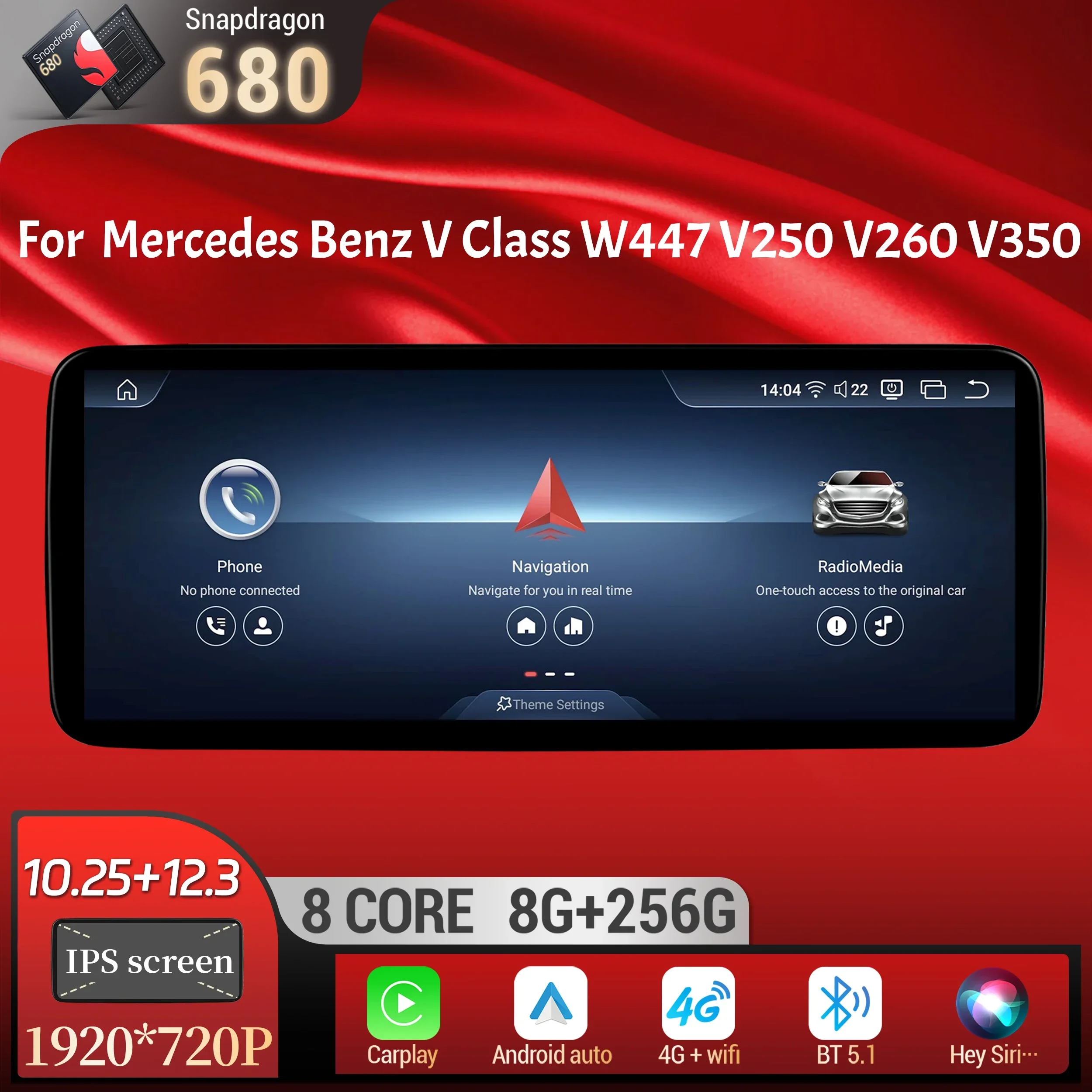 Car Radio For Mercedes Benz V Class W447 V250 V260 V350 Android 13 4G Wireless BT Carplay Snapdragon 680 Head Unit Touch Screen
Car Radio For Mercedes Benz V Class W447 V250 V260 V350 Android 13 4G Wireless BT Carplay Snapdragon 680 Head Unit Touch Screen