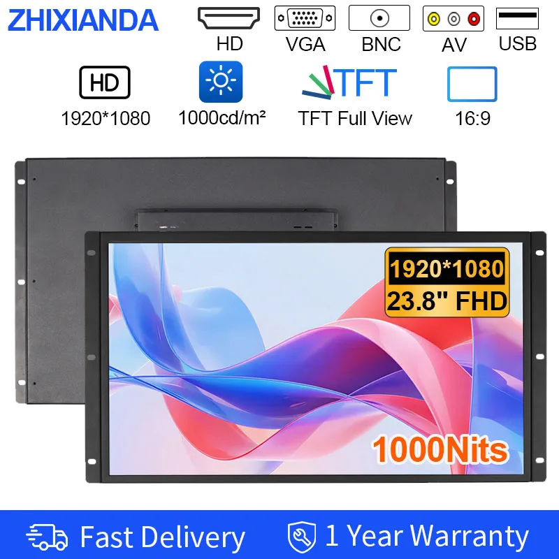 23.8 Inch 1000 Nits 1920*1080 Open Frame Monitor Capacitive Resistance Touch LCD Display with HDMI VGA BNC AV USB For Industrial
23.8 Inch 1000 Nits 1920*1080 Open Frame Monitor Capacitive Resistance Touch LCD Display with HDMI VGA BNC AV USB For Industrial
