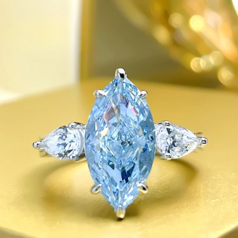 Haze Blue High Carbon Diamond Ring Finger Broken Ice Cut 925 Sterling Silver Plated Wedding
Haze Blue High Carbon Diamond Ring Finger Broken Ice Cut 925 Sterling Silver Plated Wedding