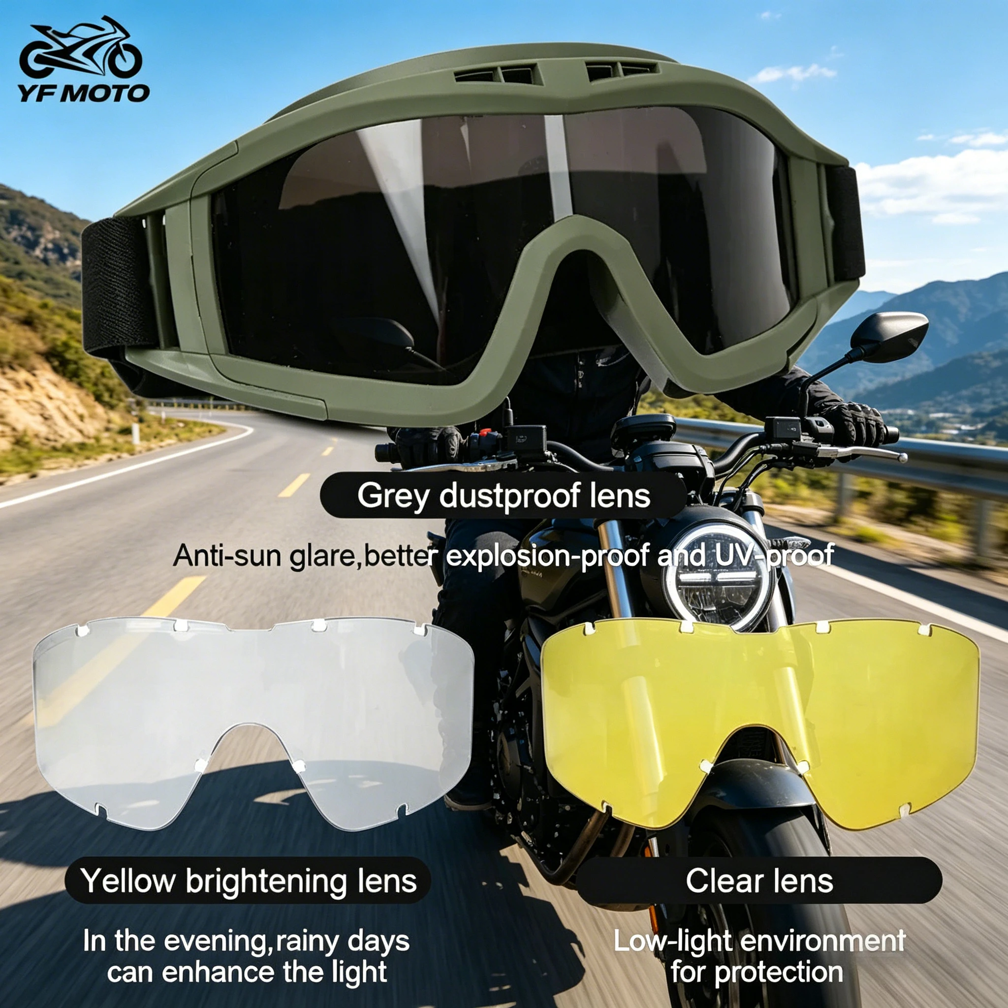 HD Tactical Goggles Replaceable Lenses Windproof Anti Fog Safety Glasses CS Motocross Motorcycle Outdoor Protective Eyewear Gear
HD Tactical Goggles Replaceable Lenses Windproof Anti Fog Safety Glasses CS Motocross Motorcycle Outdoor Protective Eyewear Gear